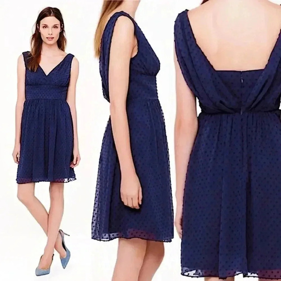 J. Crew Swiss Dot Fit & Flare Cocktail Dress Wedding Guest Party New - Picture 3 of 12